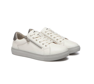 Sneaker - Zip Up Low-top Leather White Sneakers Women Chloe