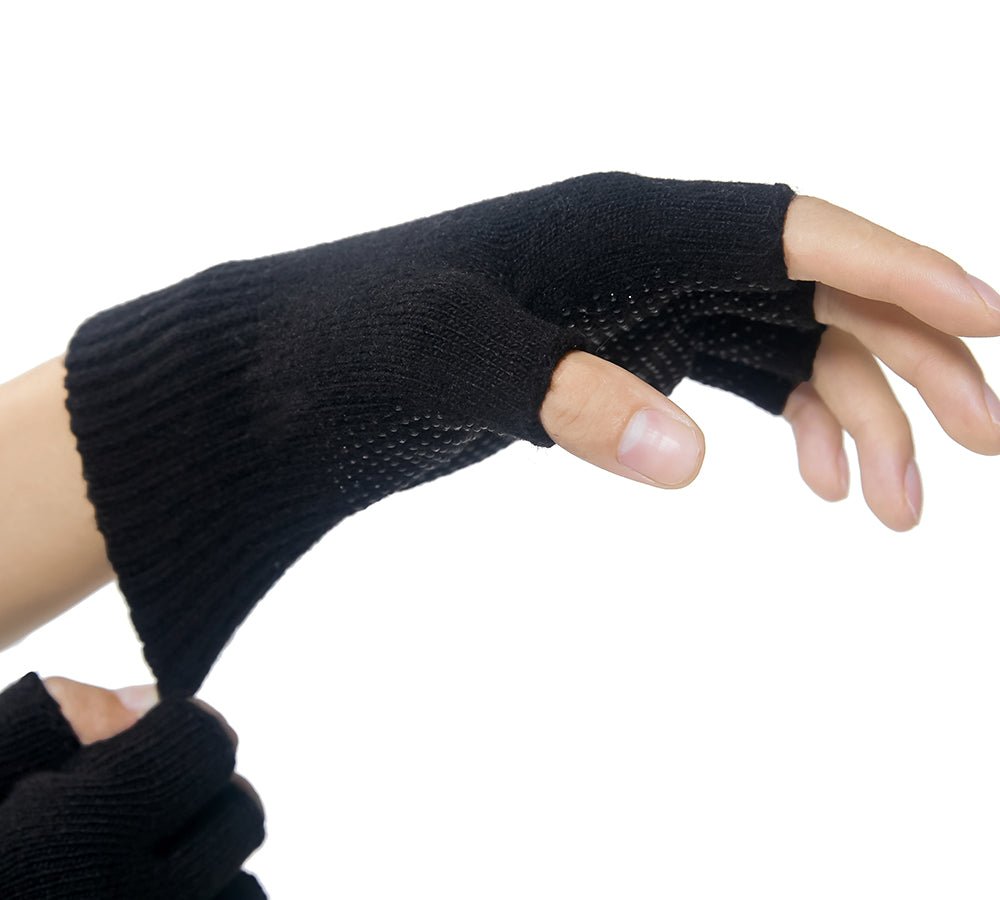 TARRAMARRA® Mens Fingerless Gloves With Non Slip Dots - Gloves - Black - One Size - Uggoutlet