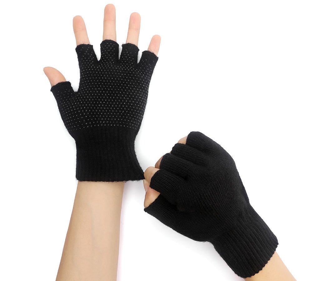 TARRAMARRA® Mens Fingerless Gloves With Non Slip Dots - Gloves - Black - One Size - Uggoutlet