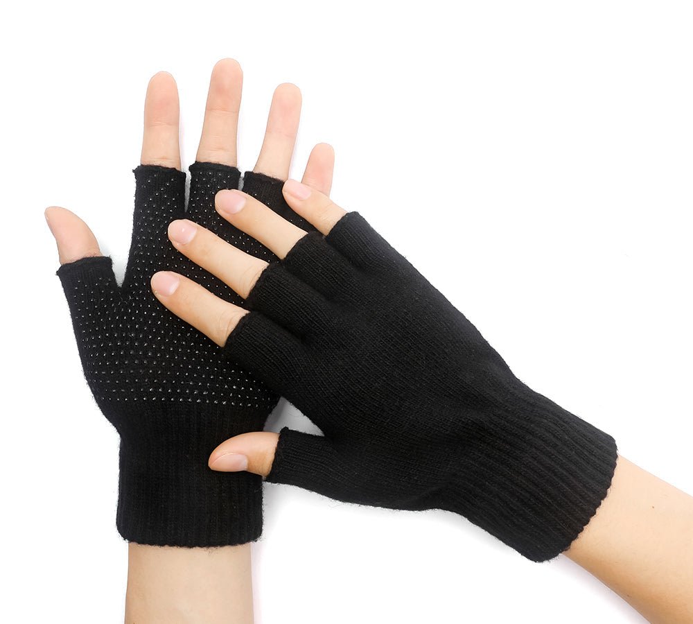 TARRAMARRA® Mens Fingerless Gloves With Non Slip Dots - Gloves - Black - One Size - Uggoutlet