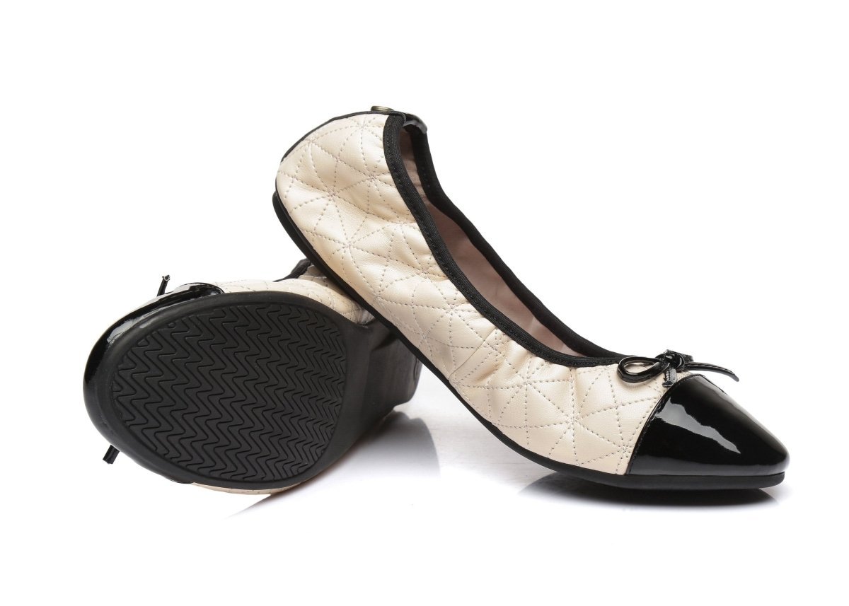 Tarramarra® Women Flat Ballet Quiche Shoes Vicky - Comfort - Cream/black - AU Ladies 4 / AU Men 2 / EU 35 - Uggoutlet
