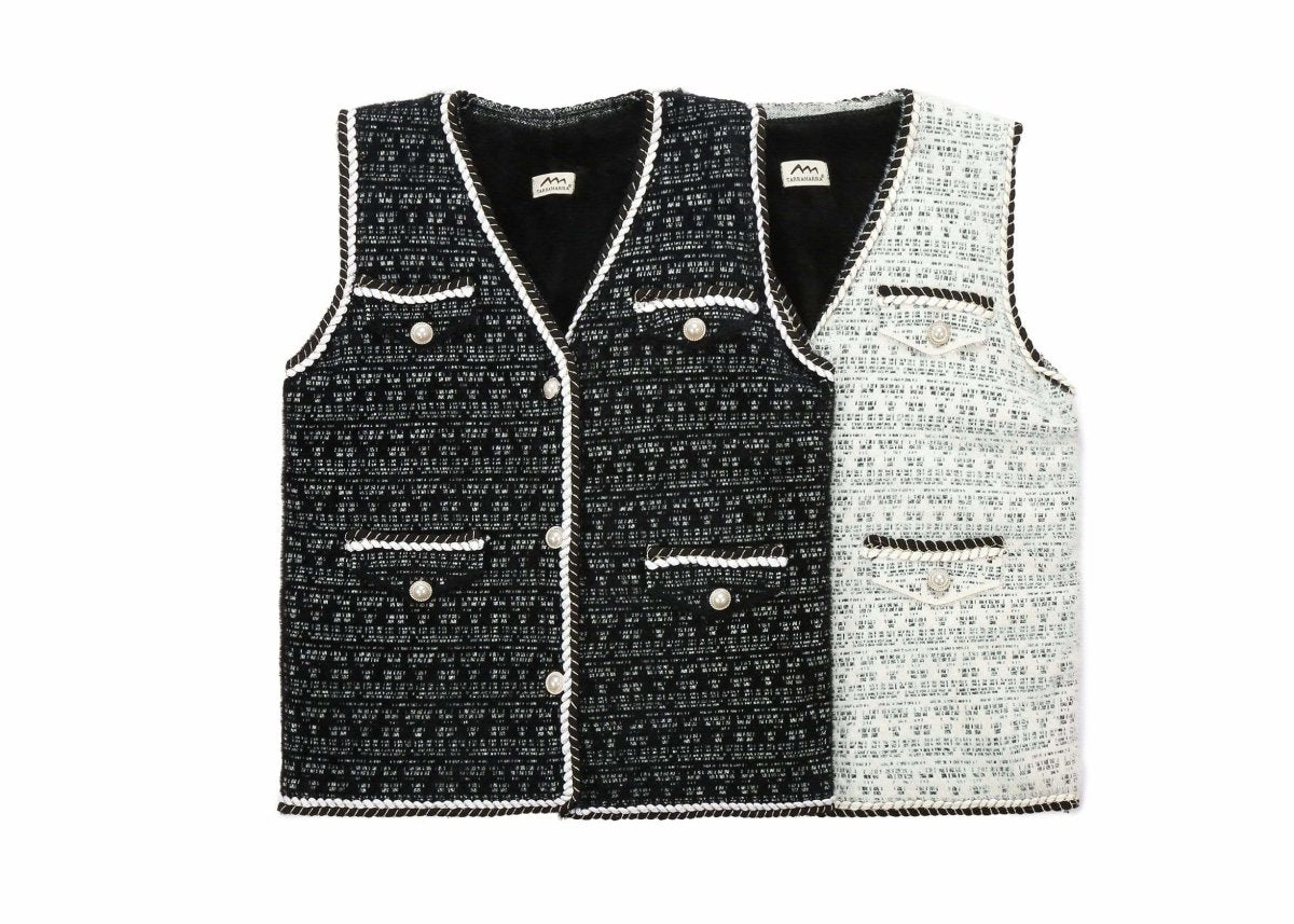 TARRAMARRA® Women Tweed Vest Pearl Twist Knitted Vest - Apparel - Black - FREE - Uggoutlet