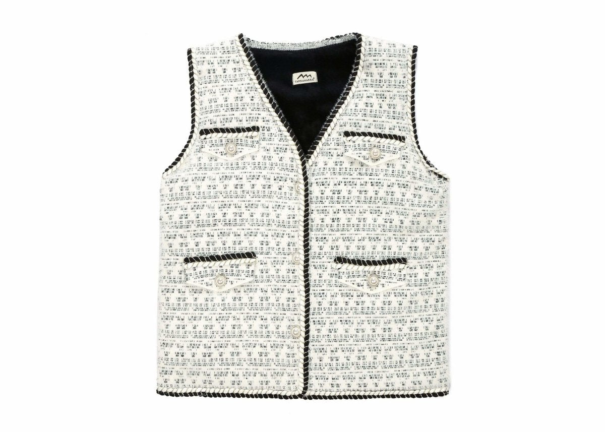 TARRAMARRA® Women Tweed Vest Pearl Twist Knitted Vest - Apparel - White - FREE - Uggoutlet