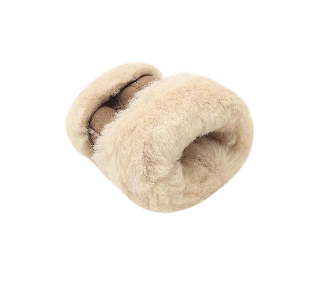 UGG AUSTRALIAN SHEPHERD® Fluffy Fingerless Sheepskin Wool Mittens - Gloves - Chestnut - One Size - Uggoutlet