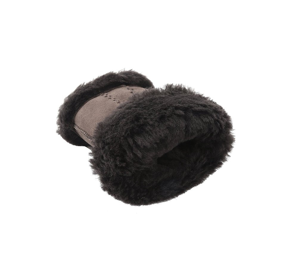 UGG AUSTRALIAN SHEPHERD® Fluffy Fingerless Sheepskin Wool Mittens - Gloves - Chocolate - One Size - Uggoutlet