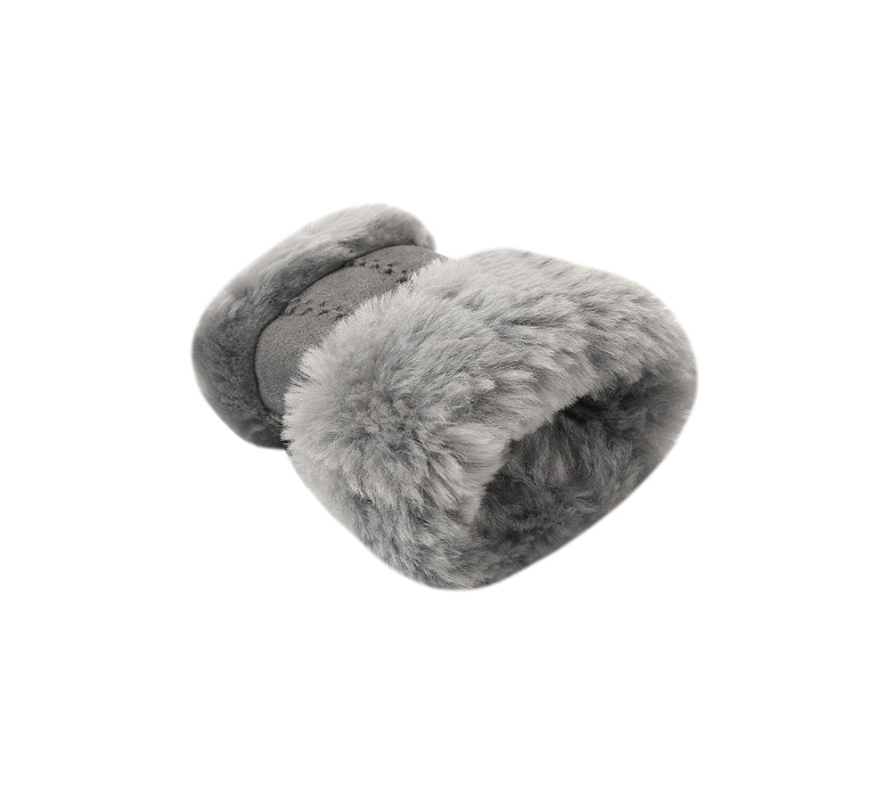 UGG AUSTRALIAN SHEPHERD® Fluffy Fingerless Sheepskin Wool Mittens - Gloves - Grey - One Size - Uggoutlet