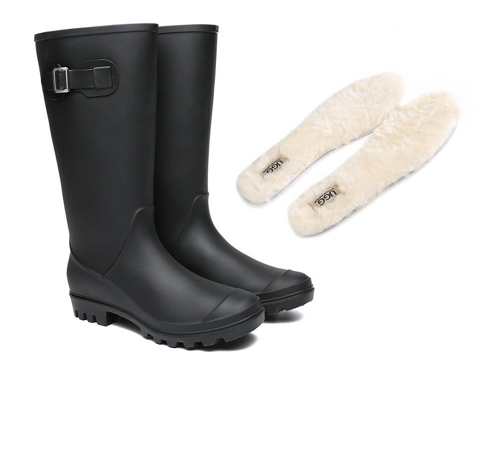 UGG Australian Shepherd® Women Tall Gumboots Veronica With Wool Insoles - Fashion Boots - Black - AU Ladies 5 / AU Men 3 / EU 36 - Uggoutlet