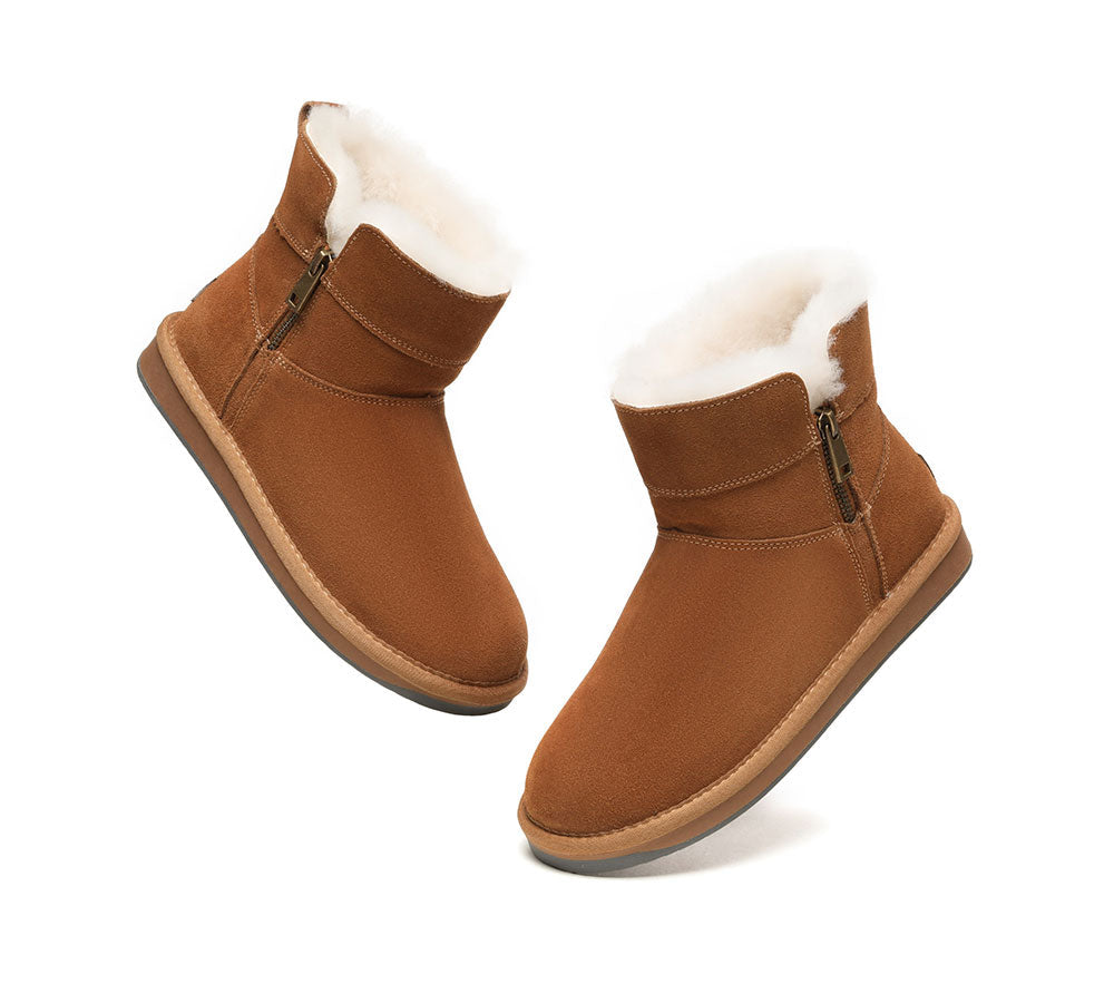 TARRAMARRA® Ankle Sheepskin Zipper Boots Women Malena - UGG Boots - Chestnut - AU Ladies 10 / AU Men 8 / EU 41 - Uggoutlet