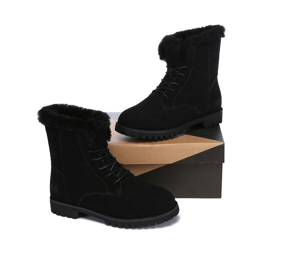 UGG Boots - AS UGG Women Fashion Lace Up Ankle Boots Jean