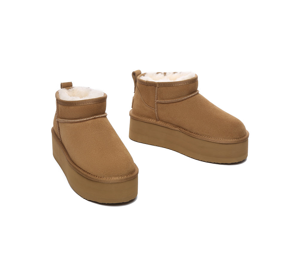 UGG AUSTRALIAN SHEPHERD® Sheepskin Wool Ankle Boots Ultra Platform Saylor - UGG Boots - Chestnut - AU Ladies 10 / AU Men 8 / EU 41 - Uggoutlet