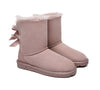 EVERAU® Double Baily Short Back Bow Sheepskin Women Boots - UGG Boots - Dawn Pink - AU Ladies 10 / AU Men 8 / EU 41 - Uggoutlet