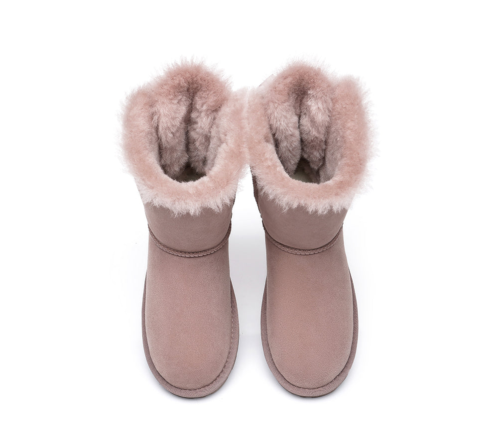 Women Boots Double Baily Short Back Bow Sheepskin Wool Uggoutlet