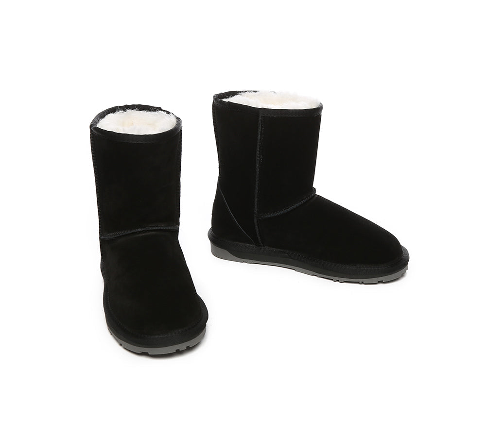EVERAU® UGG Boots Sheepskin Wool Mid Calf Short Classic Suede Boots - UGG Boots - Black - AU Ladies 10 / AU Men 8 / EU 41 - Uggoutlet