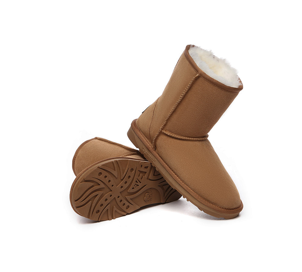 EVERAU® UGG Boots Sheepskin Wool Mid Calf Short Classic Suede Boots - UGG Boots - Chestnut - AU Ladies 10 / AU Men 8 / EU 41 - Uggoutlet