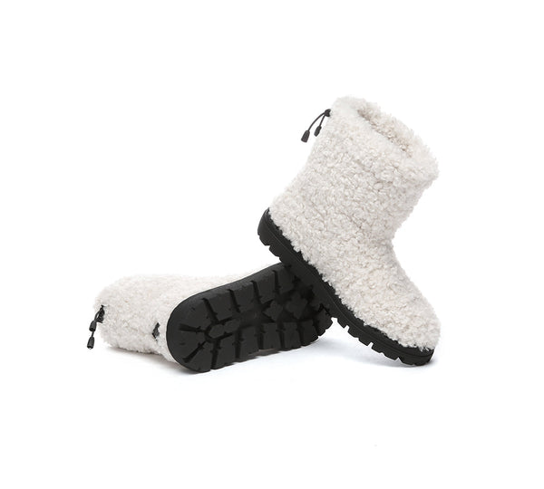 UGG Boots - EVERAU® UGG Sheepskin Wool Plush Adjustable Drawstring Boots Peggy