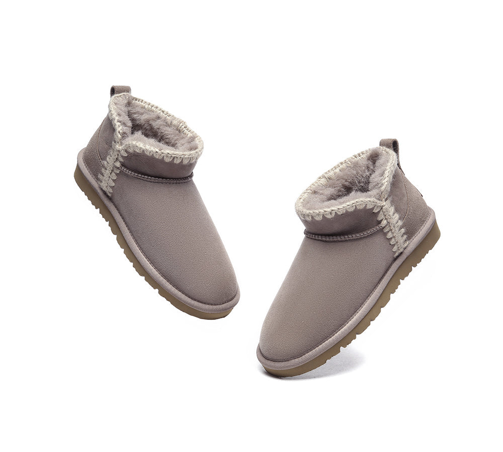 EVERAU® UGG Boots Women Sheepskin Wool Water Resistant Mini Ankle Boots Brooklyn - UGG Boots - Elderberry - AU Ladies 10 / AU Men 8 / EU 41 - Uggoutlet
