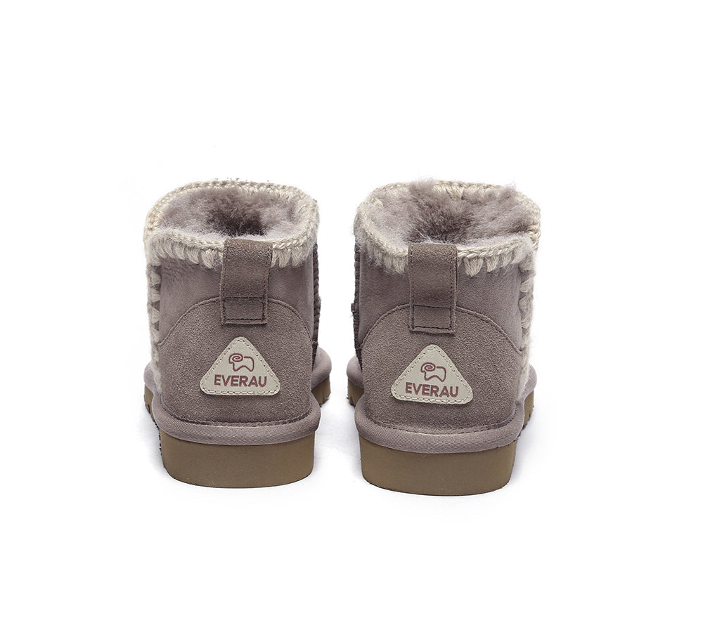 EVERAU® UGG Boots Women Sheepskin Wool Water Resistant Mini Ankle Boots Brooklyn - UGG Boots - Elderberry - AU Ladies 10 / AU Men 8 / EU 41 - Uggoutlet