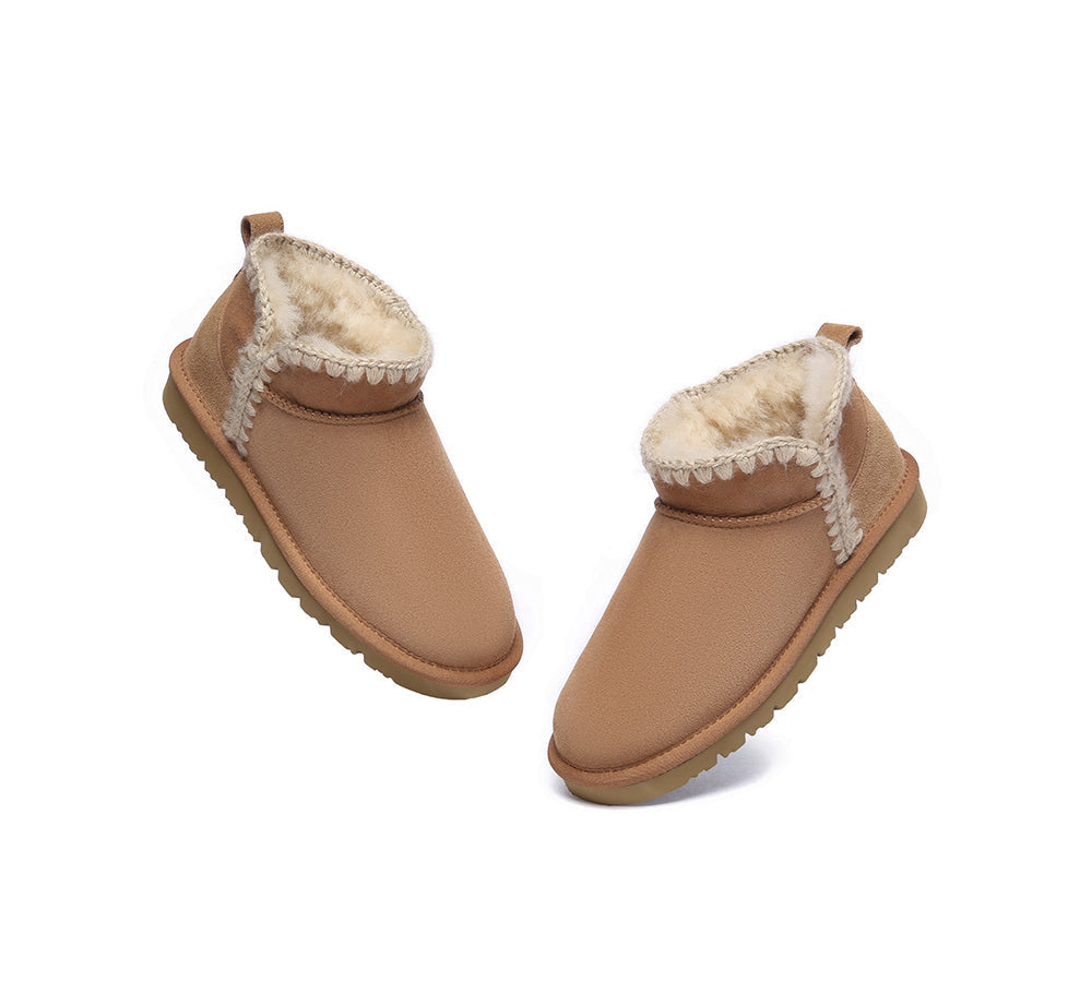 EVERAU® UGG Boots Women Sheepskin Wool Water Resistant Mini Ankle Boots Brooklyn - UGG Boots - Chestnut - AU Ladies 10 / AU Men 8 / EU 41 - Uggoutlet