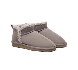 EVERAU® UGG Boots Women Sheepskin Wool Water Resistant Mini Ankle Boots Brooklyn - UGG Boots - Elderberry - AU Ladies 10 / AU Men 8 / EU 41 - Uggoutlet