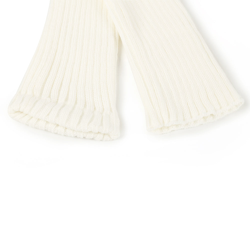 EVERAU® Women Stretchy Ribbed Knit Thick Leg Warmers - Leg Warmer - Beige White - One Size - Uggoutlet