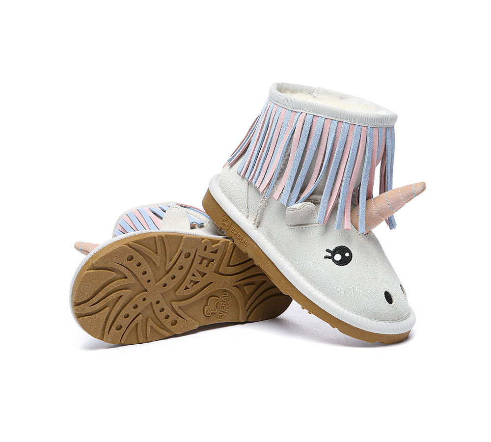 EVERAU® Kid Sheepskin Boots Unicorn Kids Plus - UGG Boots - Sand - AU Kids 11-12 / EU 30 - Uggoutlet