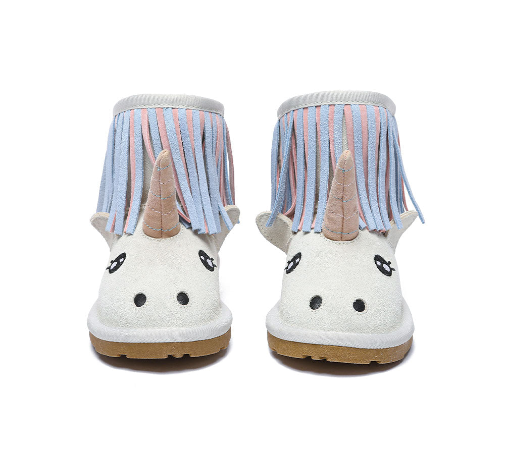 EVERAU® Kid Sheepskin Boots Unicorn Kids Plus - UGG Boots - Sand - AU Kids 11-12 / EU 30 - Uggoutlet