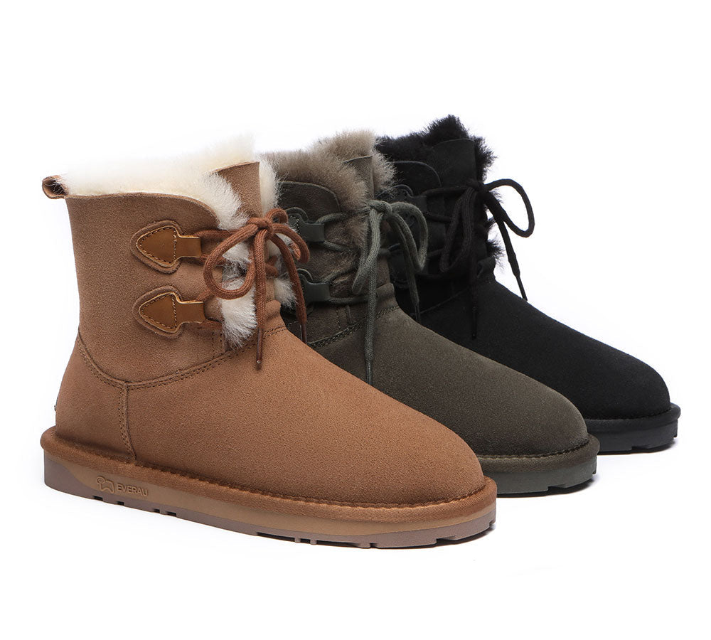 UGG Boots - Lace-up Sheepskin Boots Women Short Stark