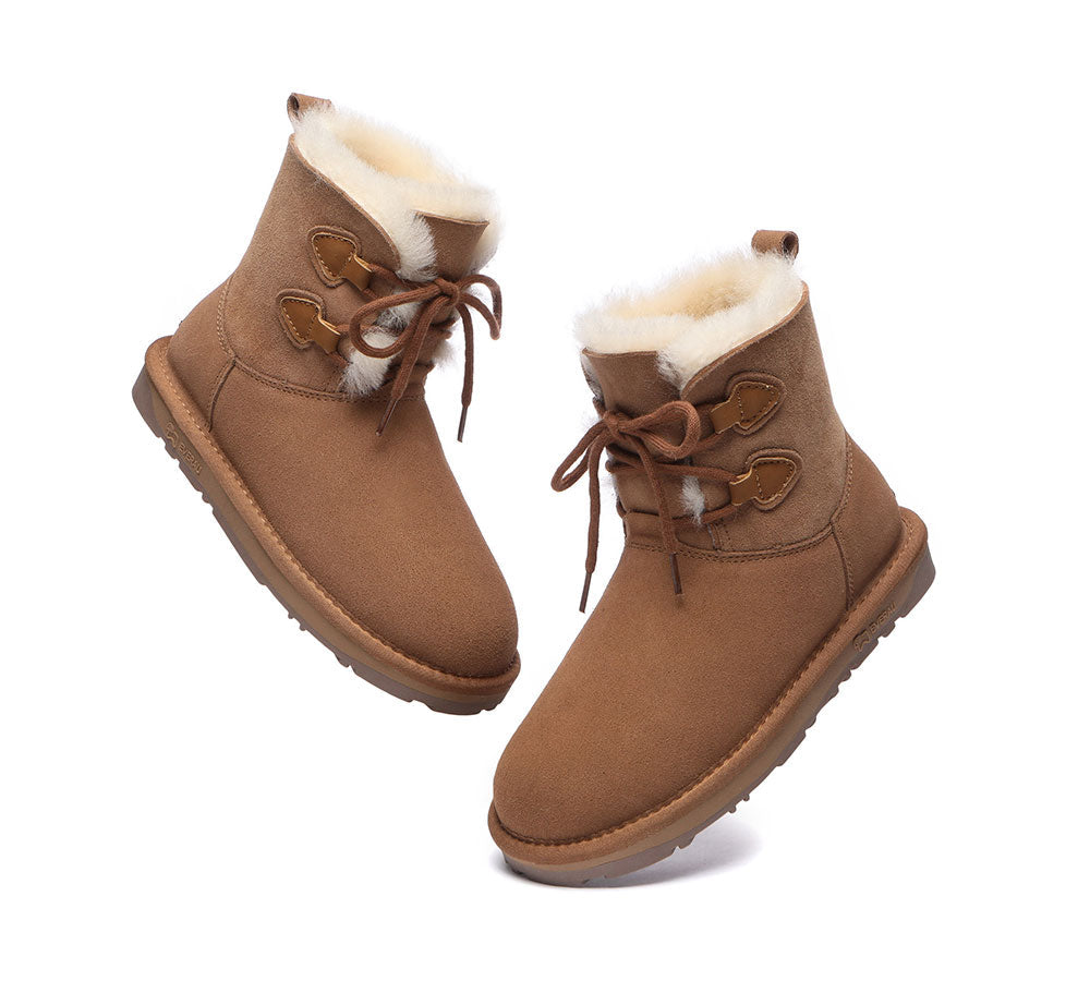 UGG Boots - Lace-up Sheepskin Boots Women Short Stark