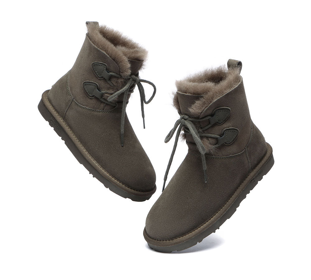 UGG Boots - Lace-up Sheepskin Boots Women Short Stark