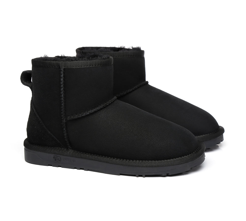 EVERAU® UGG Boots Sheepskin Wool Water Resistant Mini Classic Boots - UGG Boots - Black - AU Ladies 10 / AU Men 8 / EU 41 - Uggoutlet