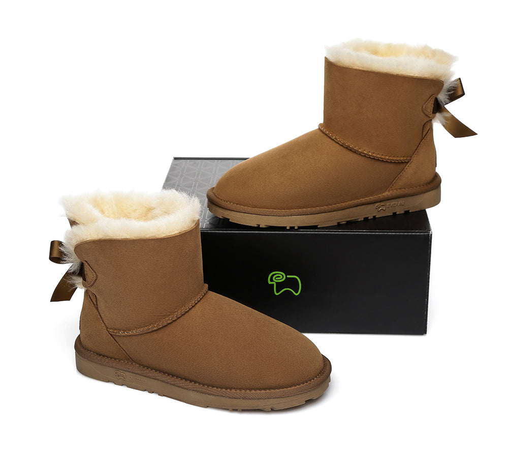 UGG Boots - Sheepskin Mini Back Single Bow Women Boots