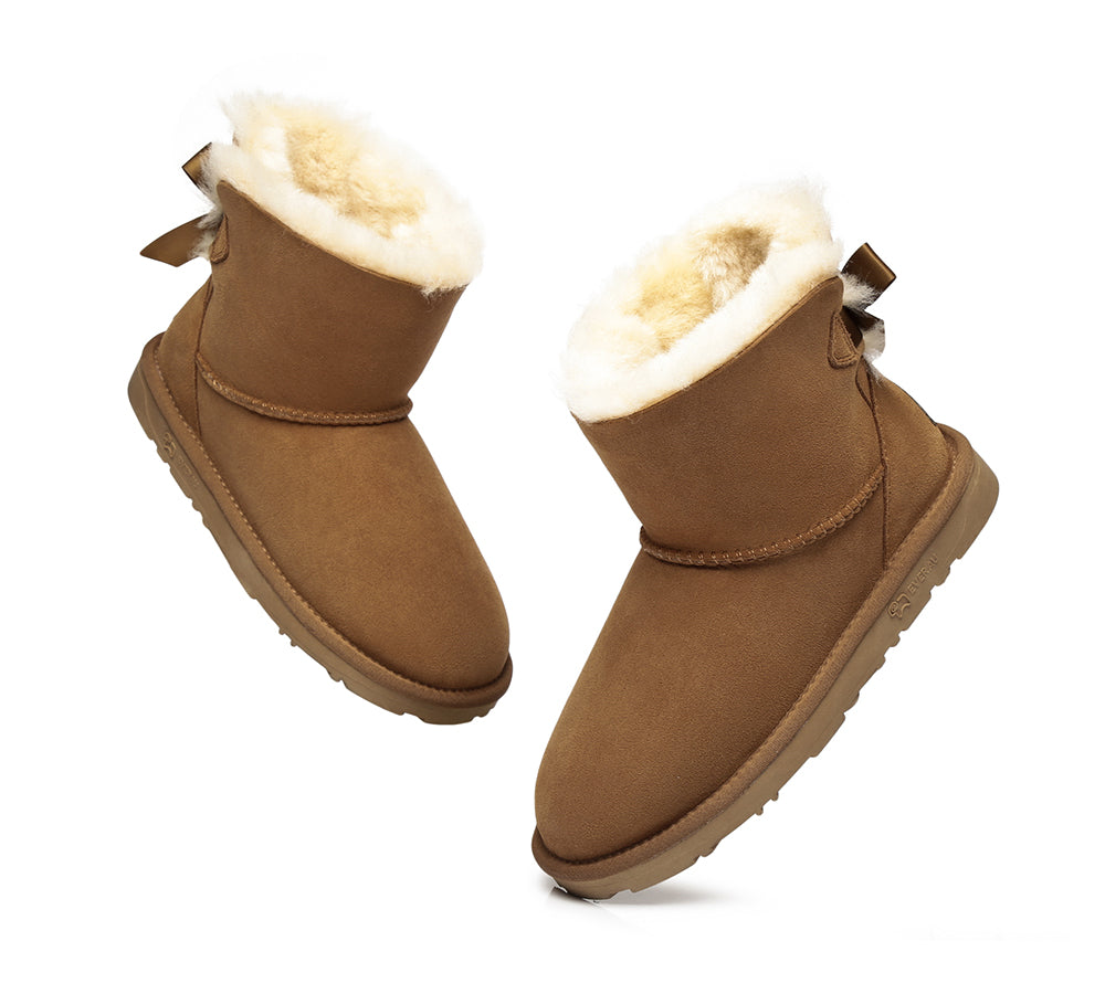 UGG Boots - Sheepskin Mini Back Single Bow Women Boots