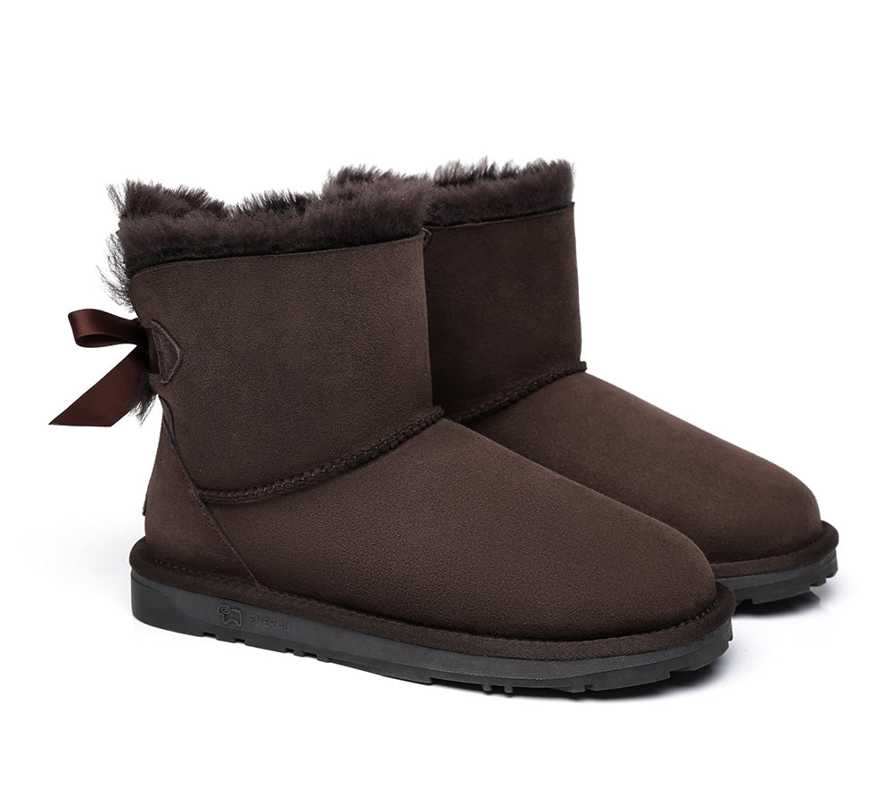 UGG Boots - Sheepskin Mini Back Single Bow Women Boots