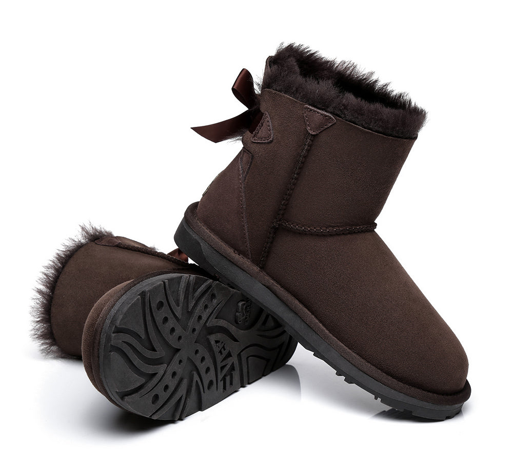 UGG Boots - Sheepskin Mini Back Single Bow Women Boots