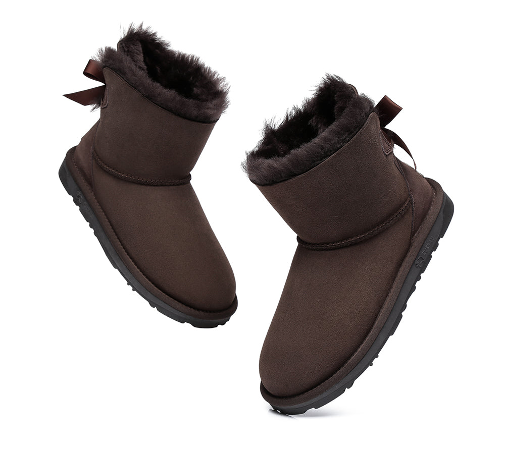 UGG Boots - Sheepskin Mini Back Single Bow Women Boots