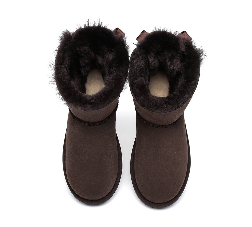 UGG Boots - Sheepskin Mini Back Single Bow Women Boots