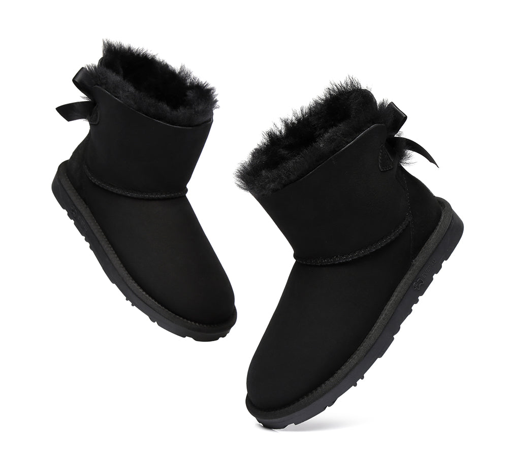 UGG Boots - Sheepskin Mini Back Single Bow Women Boots