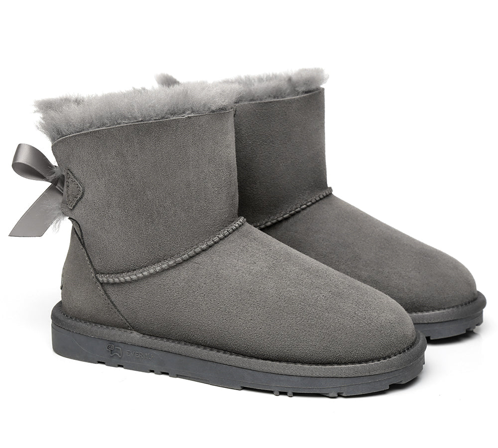 UGG Boots - Sheepskin Mini Back Single Bow Women Boots