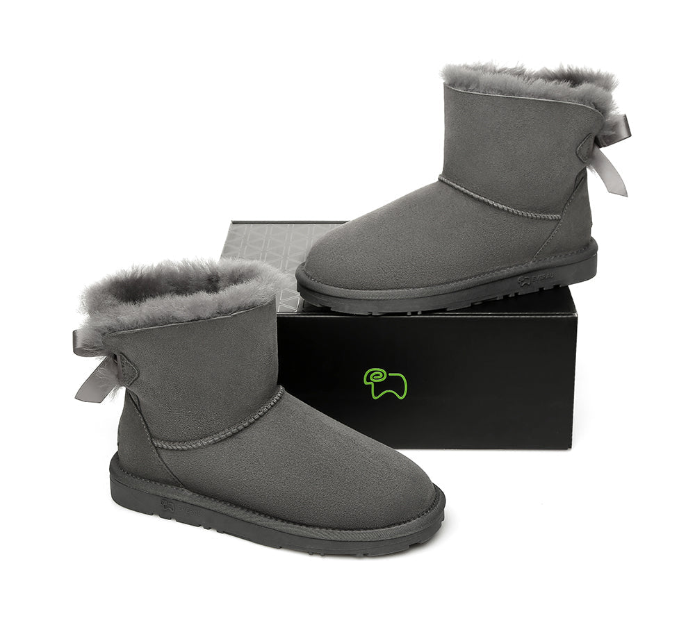 UGG Boots - Sheepskin Mini Back Single Bow Women Boots