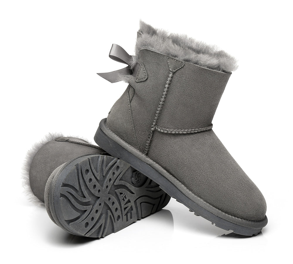 UGG Boots - Sheepskin Mini Back Single Bow Women Boots