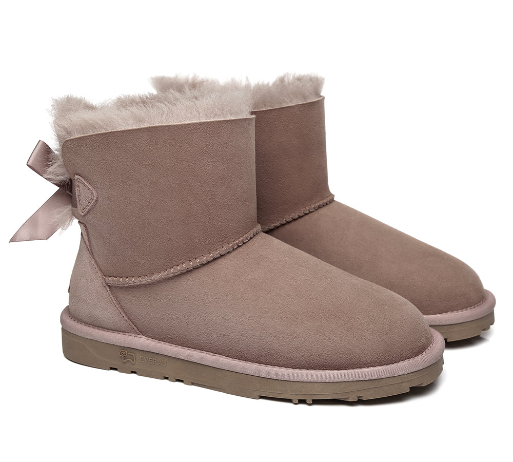 UGG Boots - Sheepskin Mini Back Single Bow Women Boots