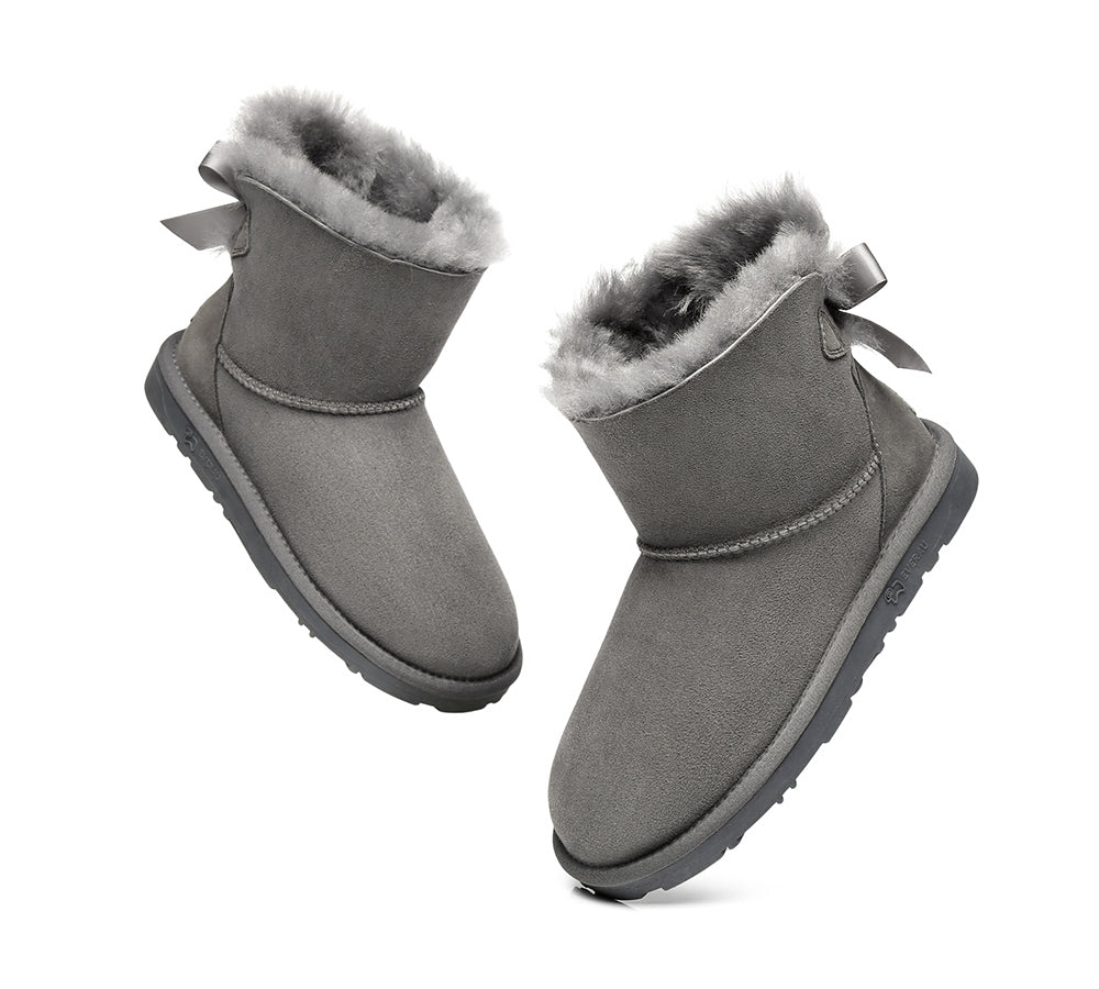 UGG Boots - Sheepskin Mini Back Single Bow Women Boots