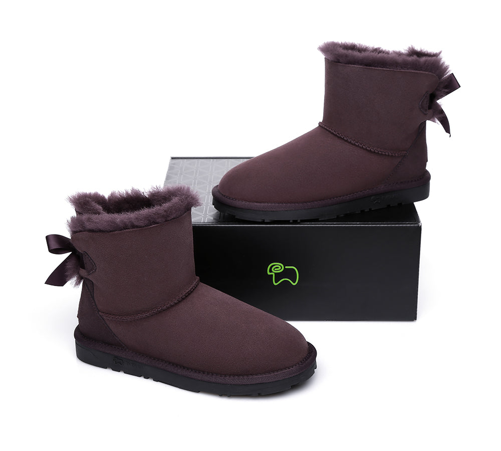 UGG Boots - Sheepskin Mini Back Single Bow Women Boots