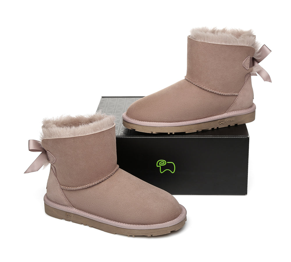 UGG Boots - Sheepskin Mini Back Single Bow Women Boots