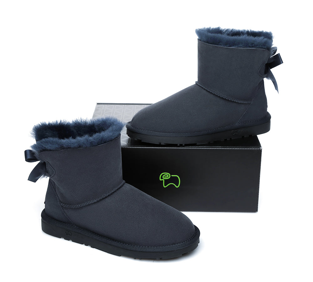 UGG Boots - Sheepskin Mini Back Single Bow Women Boots