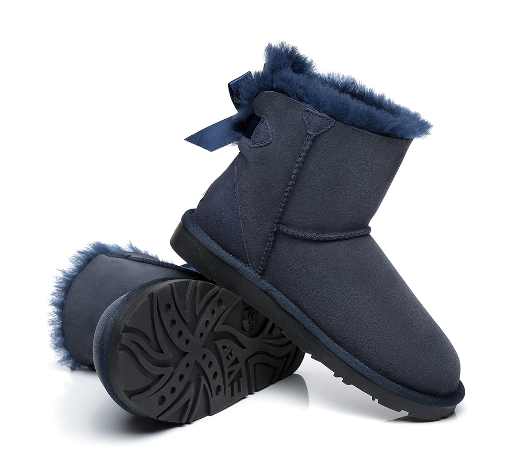 UGG Boots - Sheepskin Mini Back Single Bow Women Boots