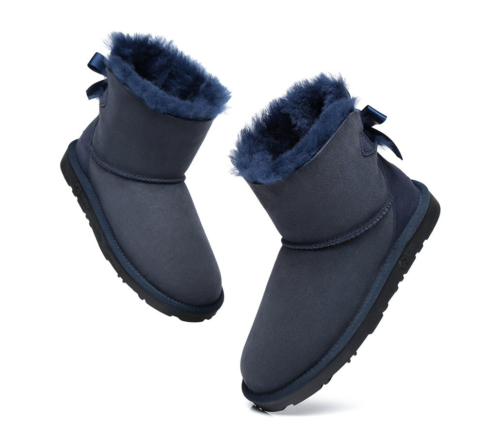 UGG Boots - Sheepskin Mini Back Single Bow Women Boots