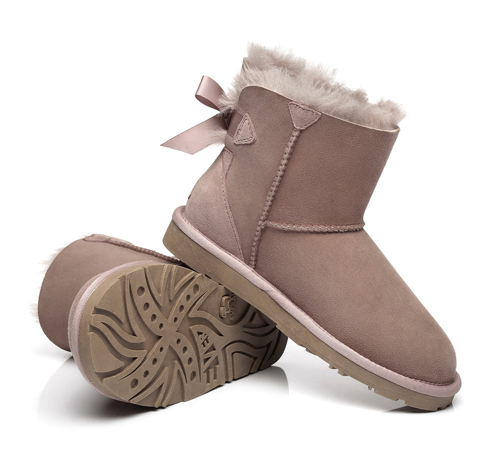 UGG Boots - Sheepskin Mini Back Single Bow Women Boots