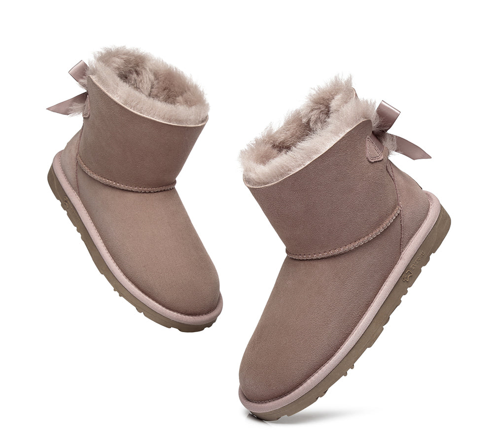 UGG Boots - Sheepskin Mini Back Single Bow Women Boots