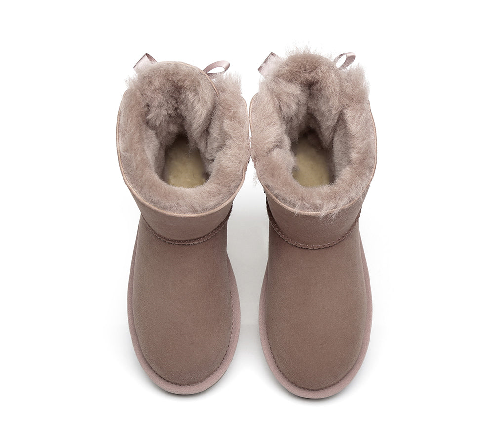 UGG Boots - Sheepskin Mini Back Single Bow Women Boots